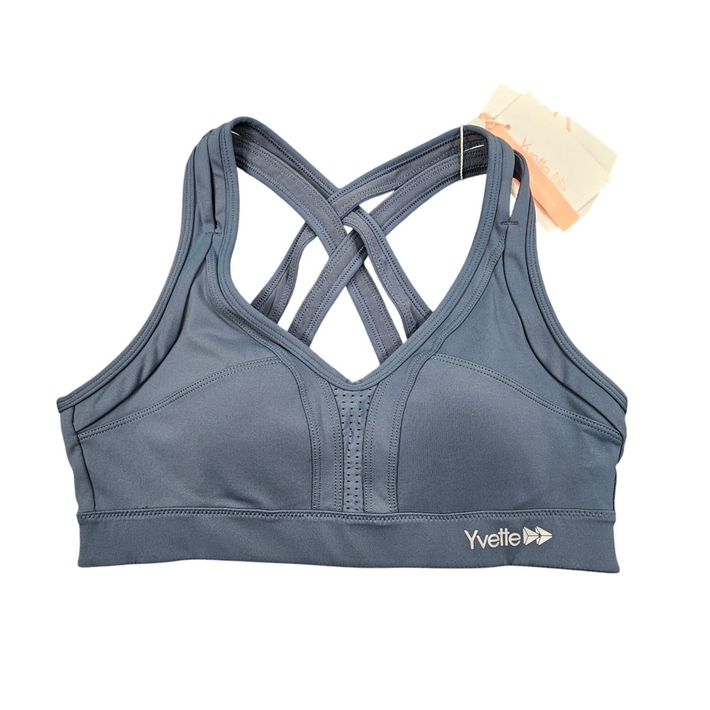 Yvette High Impact Sports Bra NWT Blue Size 6 Criss Cross Back Style H0100003Y